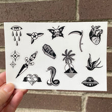 Load image into Gallery viewer, 4x6&quot; Die Cut Sticker Sheet - Tattoo Flash