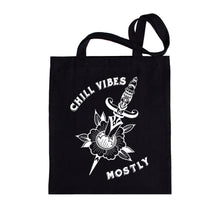 Load image into Gallery viewer, Tote Bag - Chill Vibes Mostly (black)