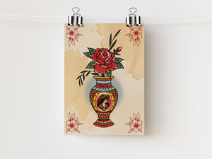 5x7" Flower Vase with cowgirl print