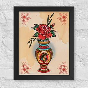 8x10" Flower Vase with cowgirl print