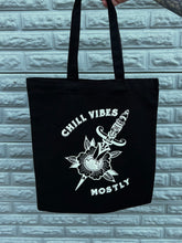 Load image into Gallery viewer, Tote Bag - Chill Vibes Mostly (black)