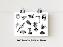 Load image into Gallery viewer, 4x6&quot; Die Cut Sticker Sheet - Tattoo Flash